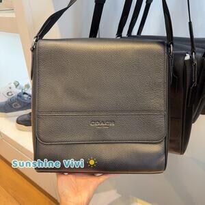 NWT COACH 4007 Houston Map Bag Leather Crossbody Gunmetal/Black